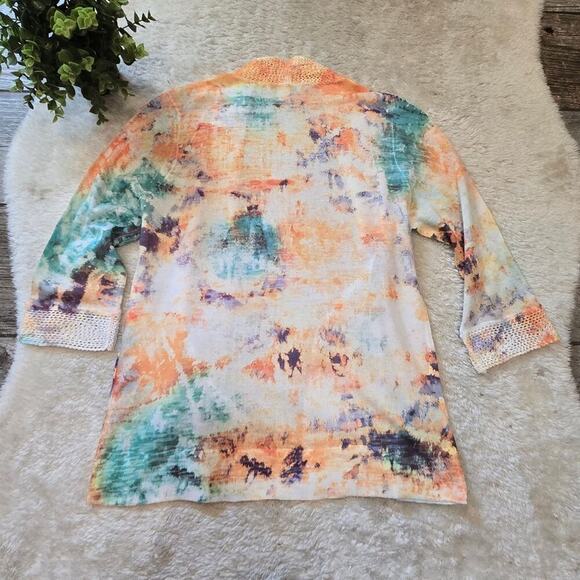 Christopher & Banks Multicolor Watercolor with Rhinestones Cardigan, Size Small - Picture 5 of 8
